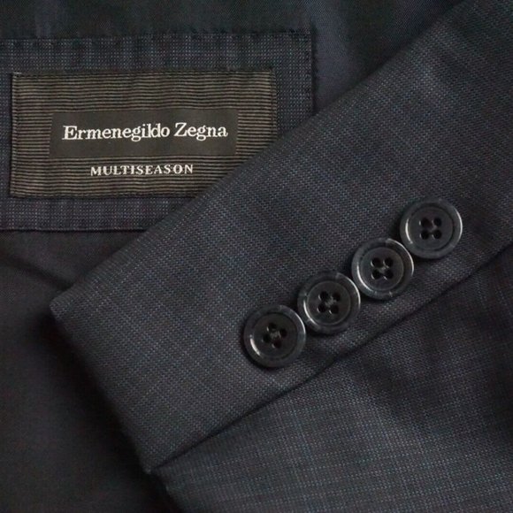 Ermenegildo Zegna Multiseason Blue Black Plaid Sport Coat Jacket Sz 46L